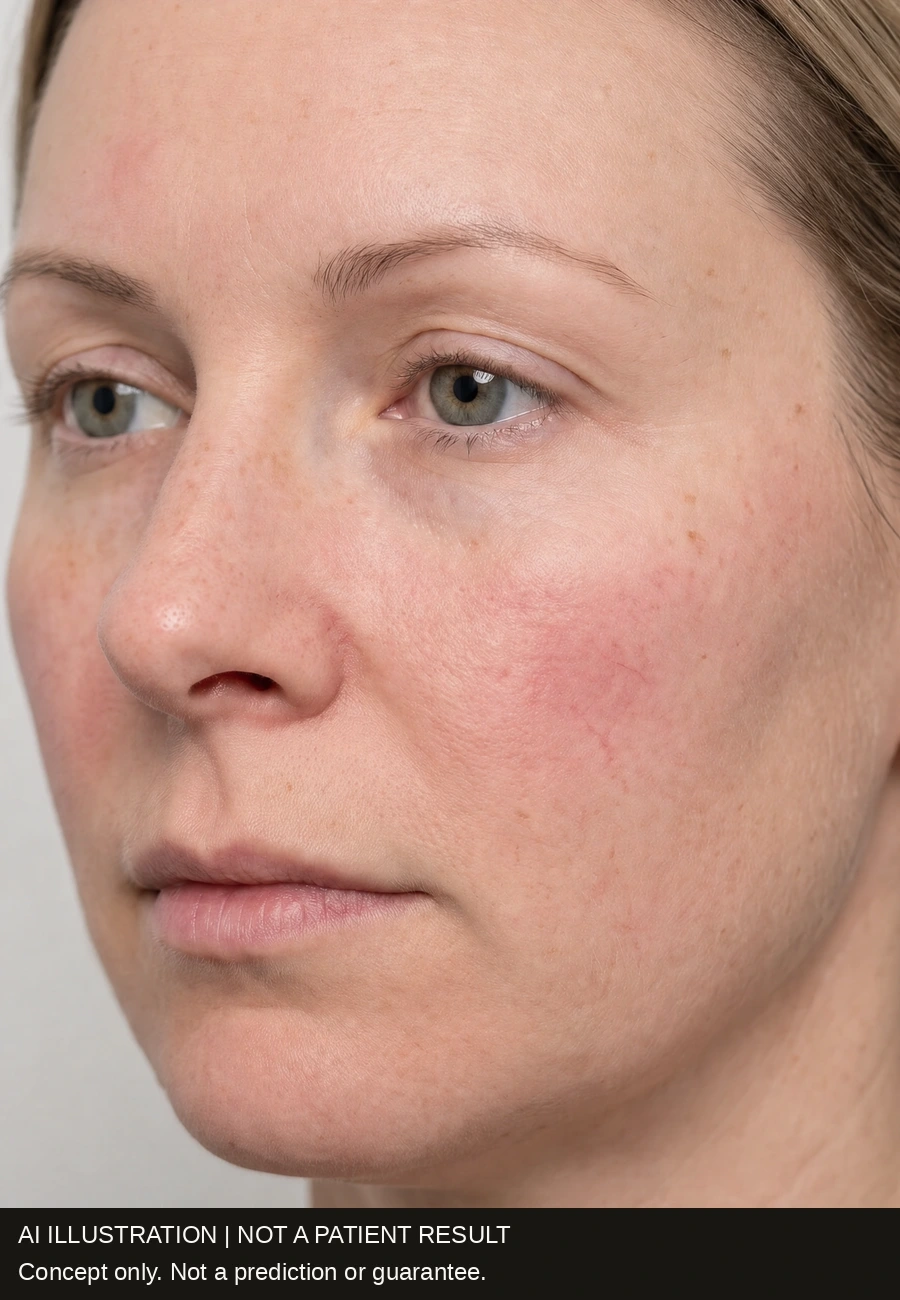 Partially reduced redness with normal texture preserved