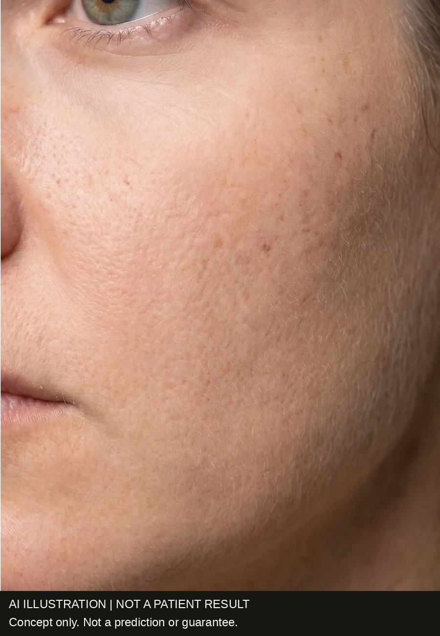 A more even-looking surface with pores preserved